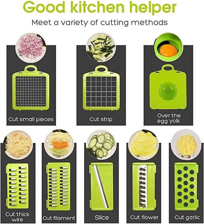 12 -in -1 Vegetable Chopper | Stainless Steel Blades, Adjustable Slicer & Dicer with Storage Container. - NextMamas