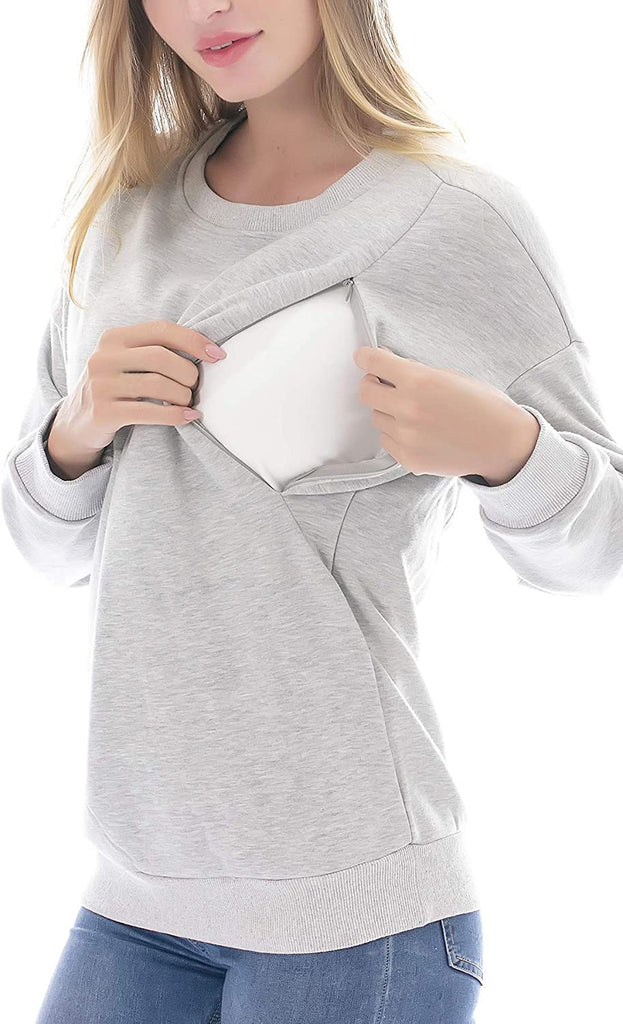 Maternity Nursing Fleece, Sweatshirt | Long Sleeve Breastfeeding Top. - NextMamas