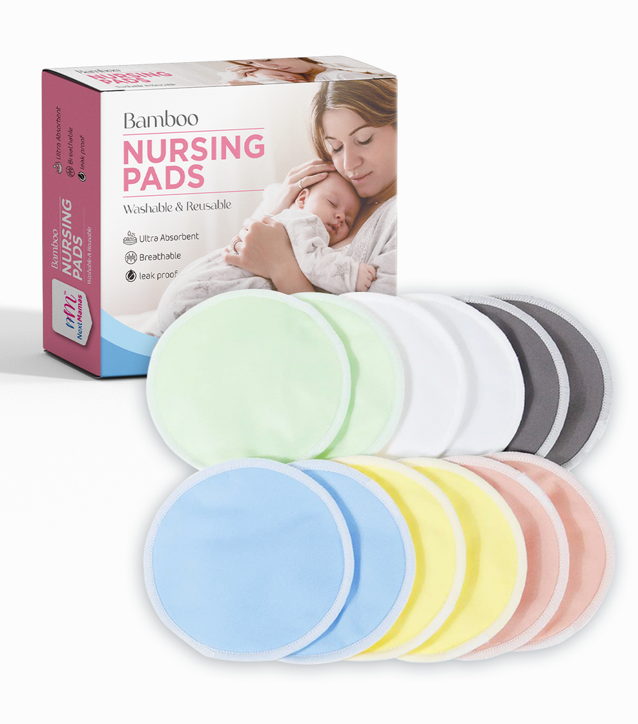 Organic Bamboo Nursing Breast Pads (6 units) | Breastfeeding Nipple Pads for Maternity - Reusable Breast Pads for Breastfeeding - NextMamas