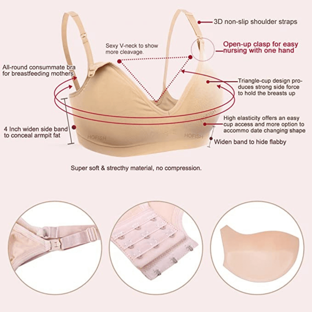 Padded Breastfeeding & Seamless Clip Down Deep V Neck Push Up Nursing Bra | Cup Size A to E - NextMamas