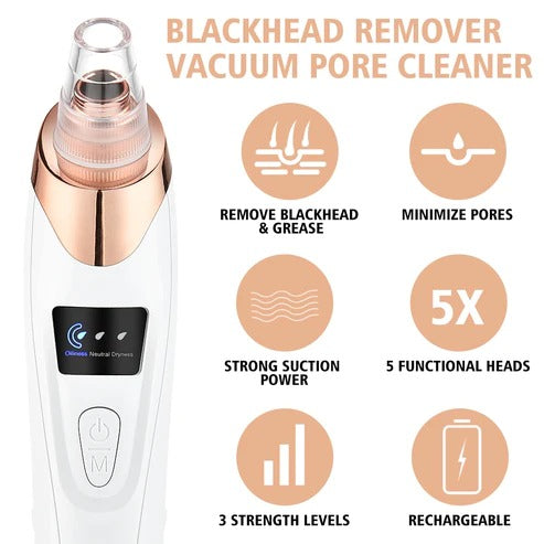 Electric Blackhead Remover Vacuum | Face Vacuum Pore Cleanser-5 Suction Probes - NextMamas