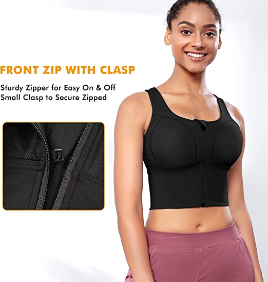 Women Zip Front Longline Sports Bras. - NextMamas