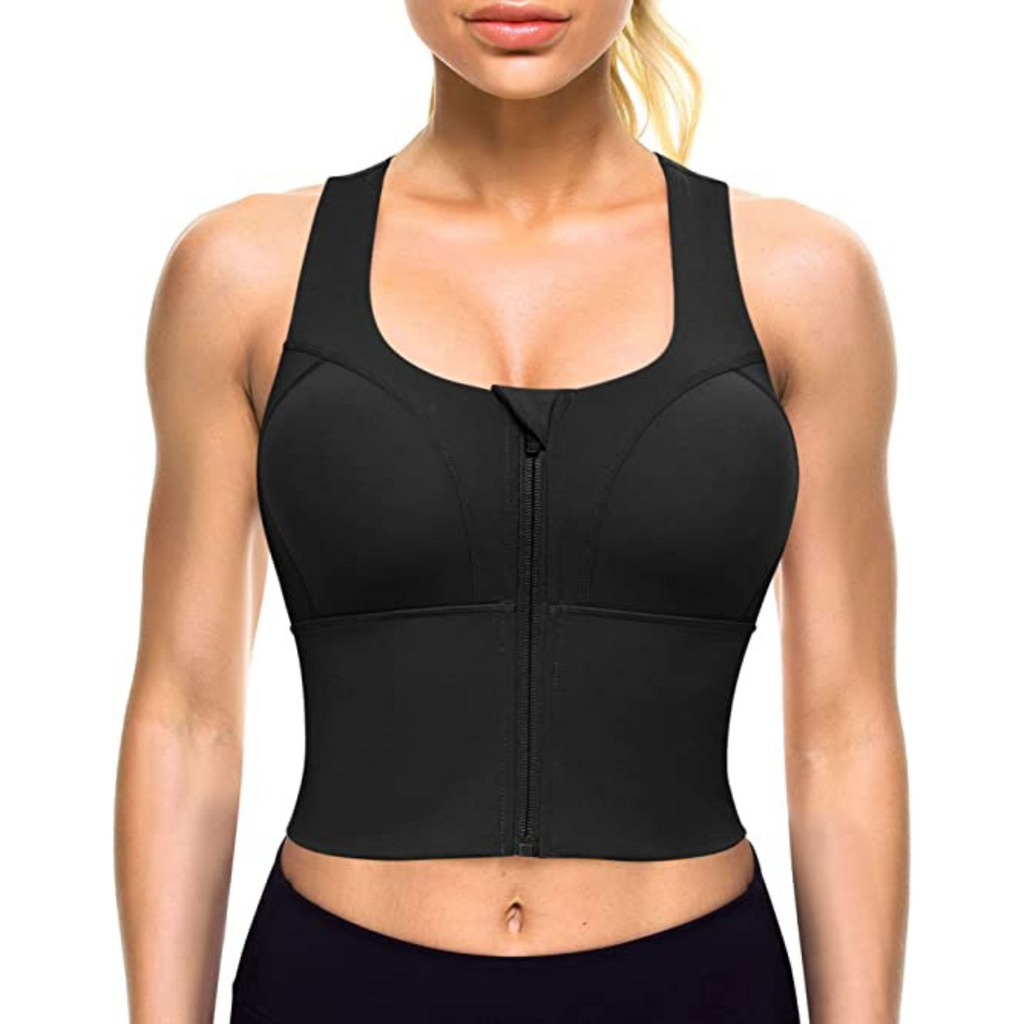 Women Zip Front Longline Sports Bra - NextMamas