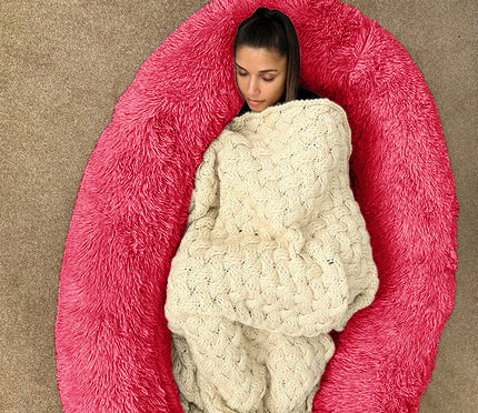 Comfy Giant Plush Faux Fur Bed | All Weather, Winters, Summers Bed | Removeable & Washable Cover - NextMamas