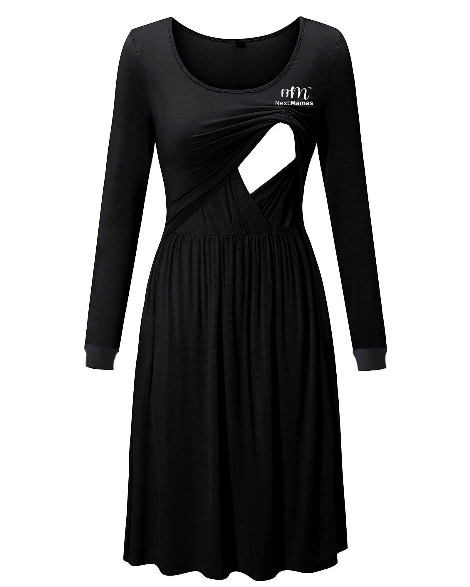 Long Sleeve Casual Maternity Dresses | Nursing Gown Breastfeeding Dress - NextMamas