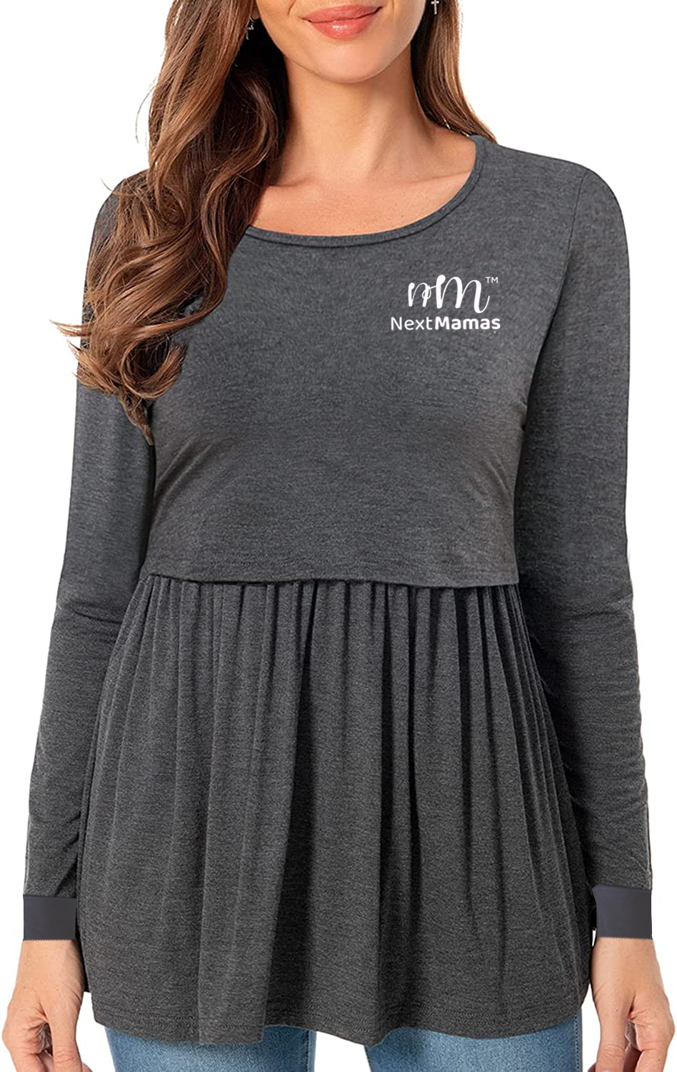 Long Sleeve Casual Maternity Dresses | Nursing Gown Breastfeeding Dress - NextMamas