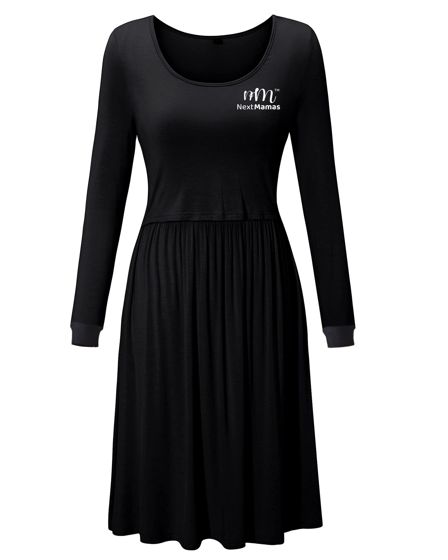 Long Sleeve Casual Maternity Dresses | Nursing Gown Breastfeeding Dress - NextMamas