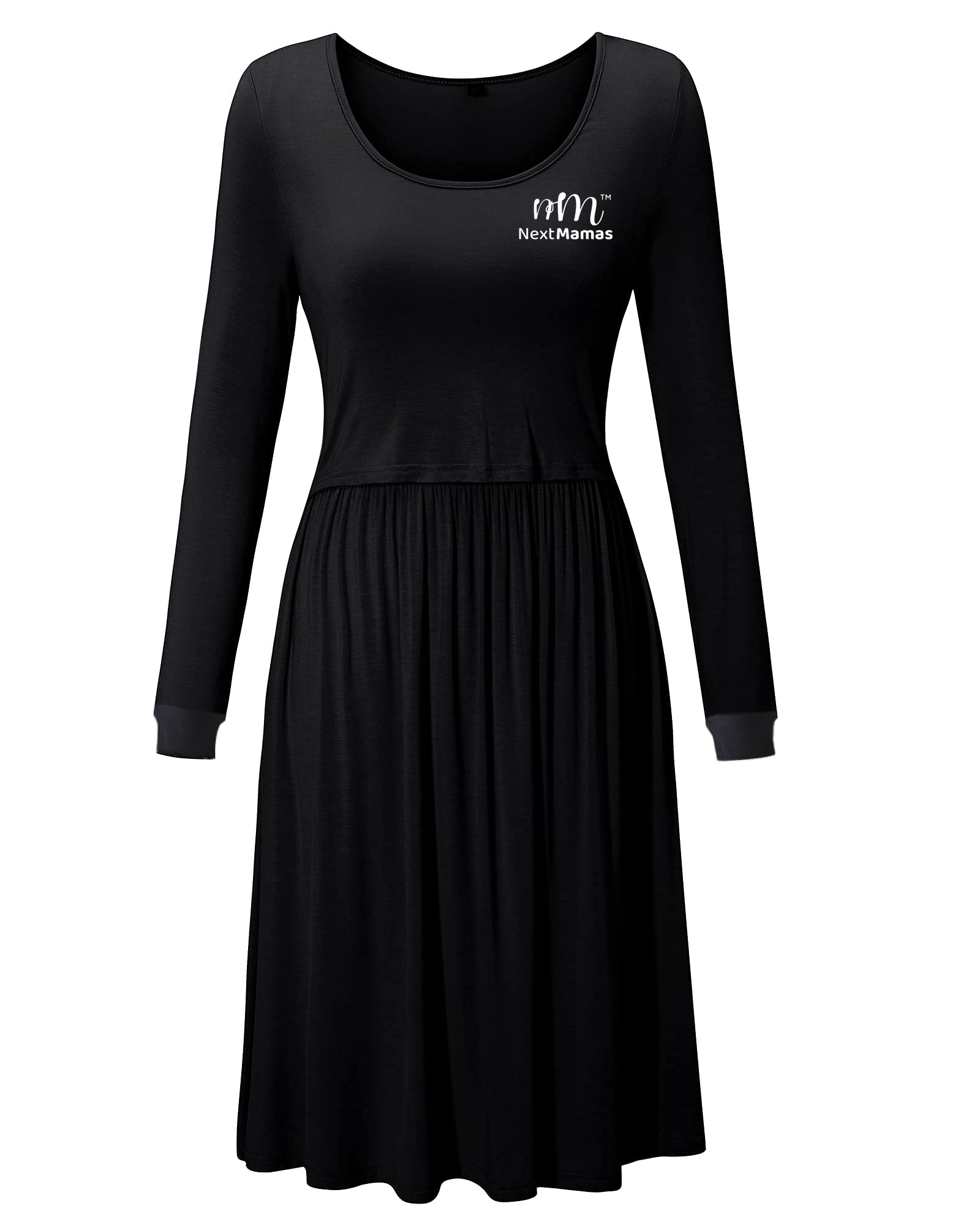 Long Sleeve Casual Maternity Dresses | Nursing Gown Breastfeeding Dress - NextMamas