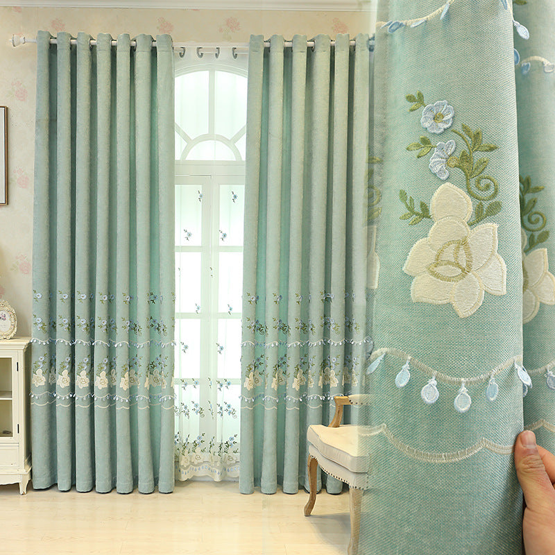 Embroidered Green Blackout Curtain with Sheer – 56”x96” - NextMamas