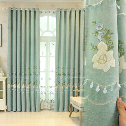 Embroidered Green Blackout Curtain with Sheer – 56”x96” - NextMamas