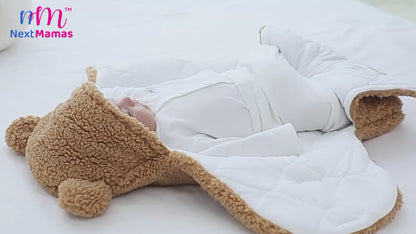 Newborn Swaddle Wrap – Plush &amp; Hooded for Winter
