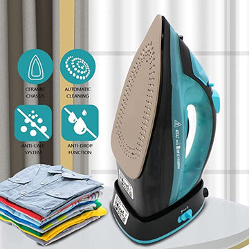 Cordless Steam Iron For Clothes | 3 Levels Adjustable Handheld 2 in 1 Cordless Corded Steam Iron for Clothes. - NextMamas