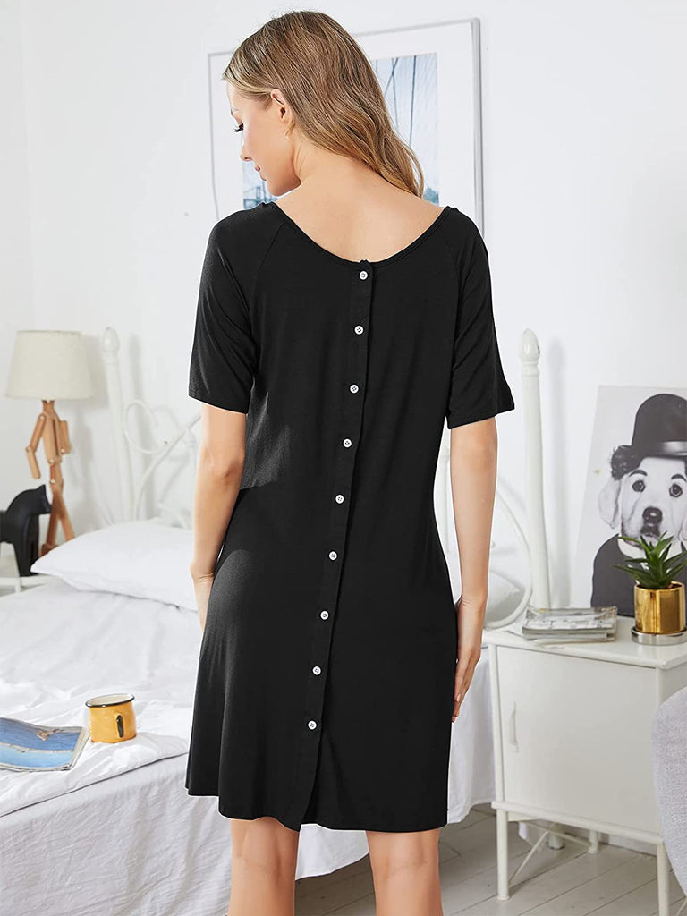 Women Maternity Nursing Dress | For Delivery, Labor, Hospital, and Breastfeeding, Dress with Buttons - NextMamas