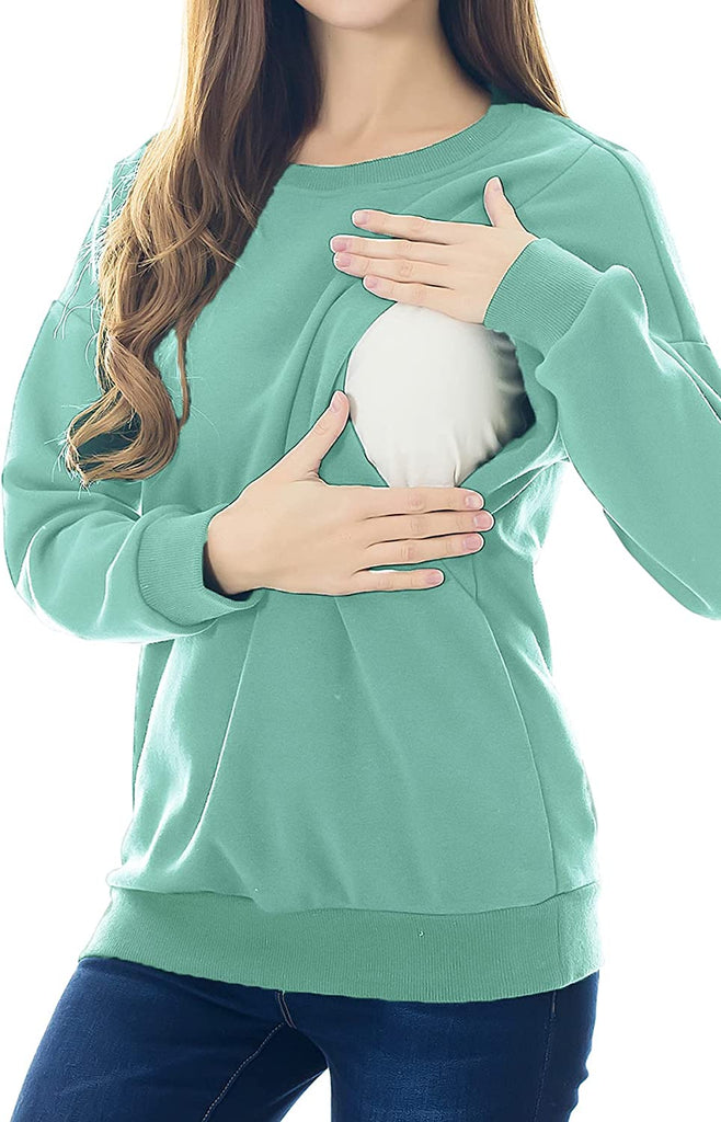 Maternity Nursing Fleece, Sweatshirt | Long Sleeve Breastfeeding Top. - NextMamas