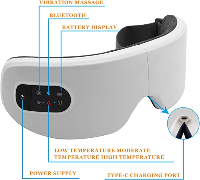 Eye Massager With Heat & Vibrations | With Bluetooth Music, Remove Dark Eye Circles, Wrinkles, Puffy and Sore Eyes & Improve Sleep - NextMamas