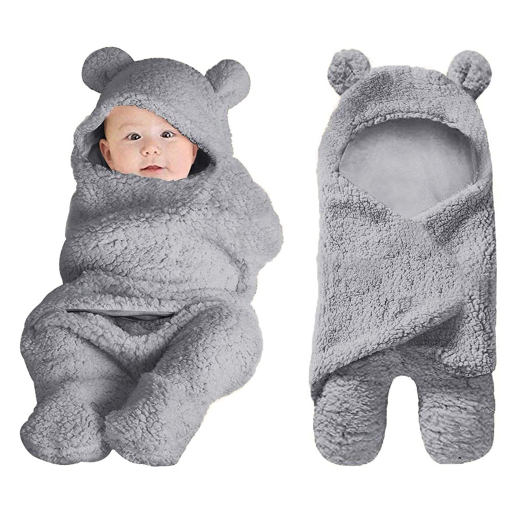 Newborn Baby Swaddle Blanket Wrap  | Winter Infant Soft Plush Romper Warm Hooded Wrap. - NextMamas