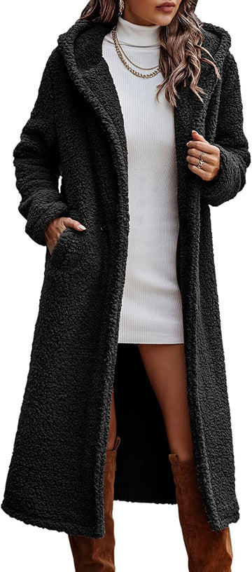 Women's Fuzzy Fleece Cardigan Coat | Faux Fur Lapel Front Open Warm Winter Outwear Jackets. - NextMamas