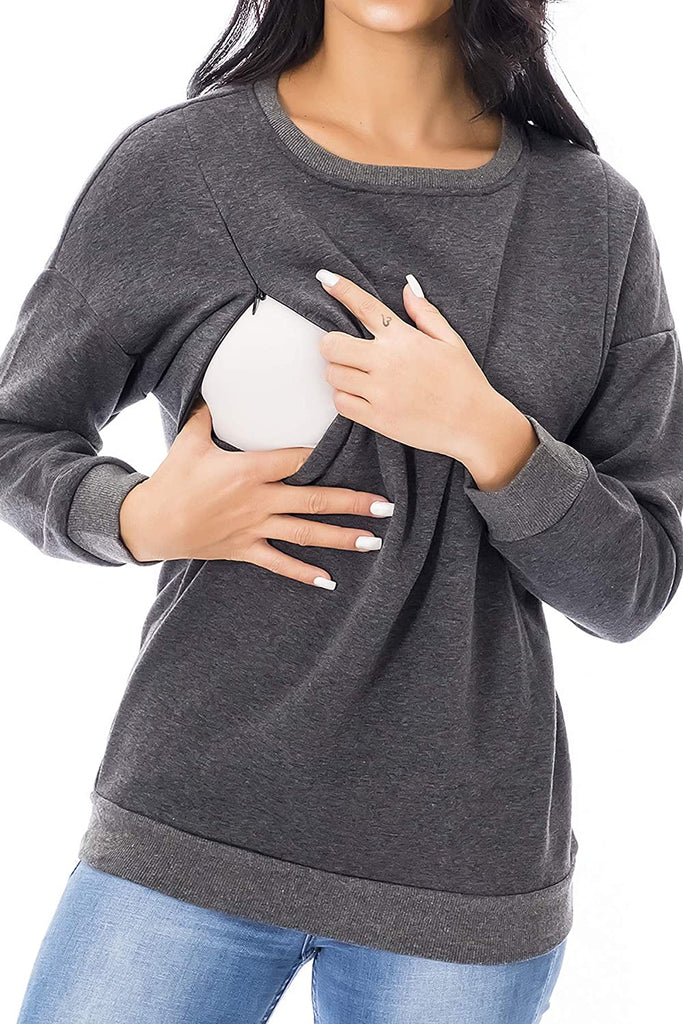 Maternity Nursing Fleece, Sweatshirt | Long Sleeve Breastfeeding Top. - NextMamas