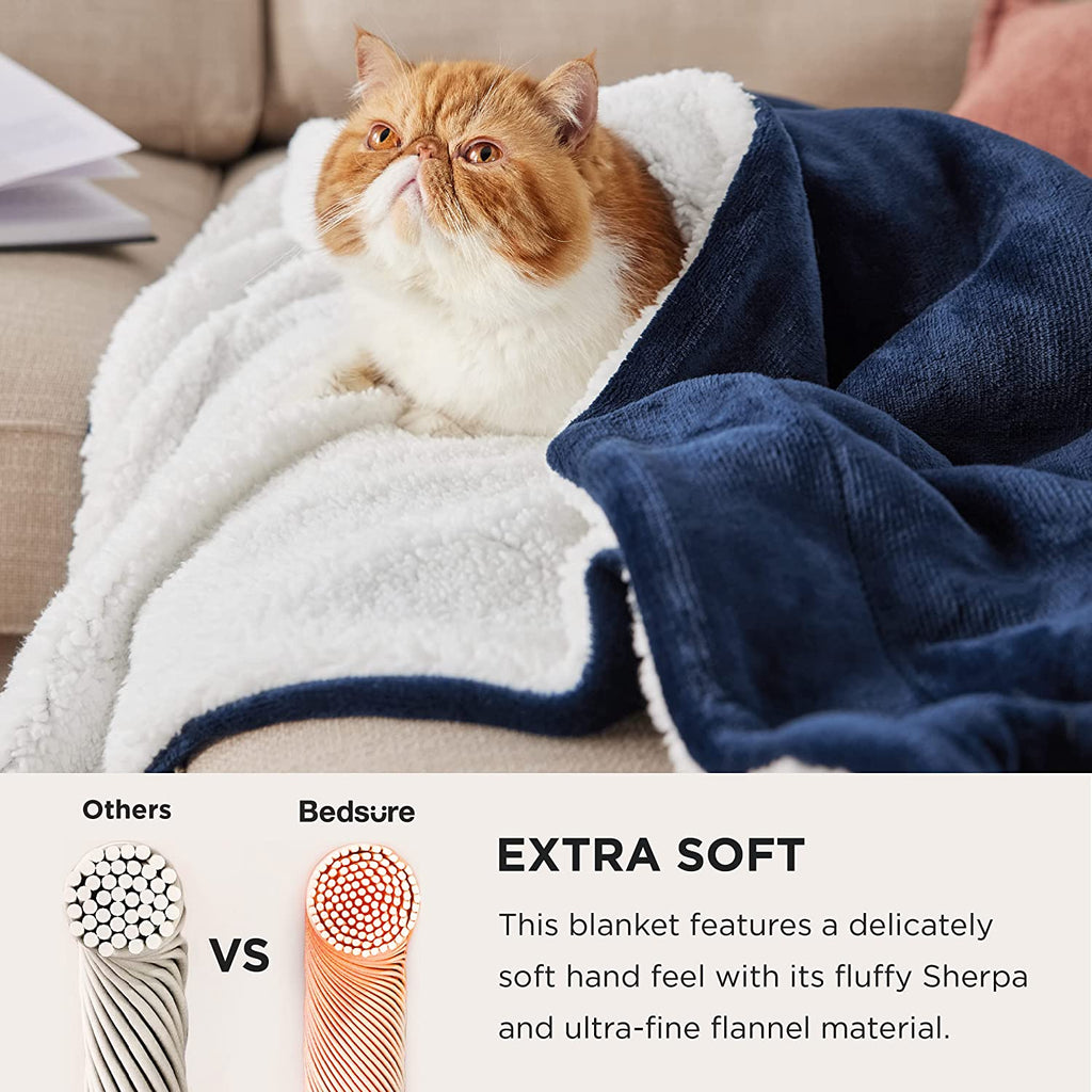 Sherpa Fleece Throw Blanket for Couch | Thick Fuzzy Warm Soft Blankets and Throws for Sofa, 50x60 Inches. - NextMamas