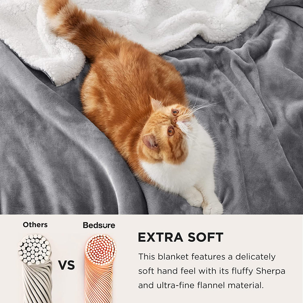 Sherpa Fleece Throw Blanket for Couch | Thick Fuzzy Warm Soft Blankets and Throws for Sofa, 50x60 Inches. - NextMamas