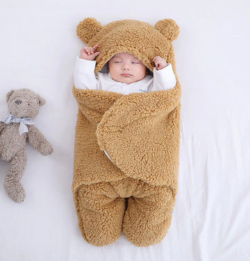 Newborn Baby Swaddle Blanket Wrap  | Winter Infant Soft Plush Romper Warm Hooded Wrap. - NextMamas