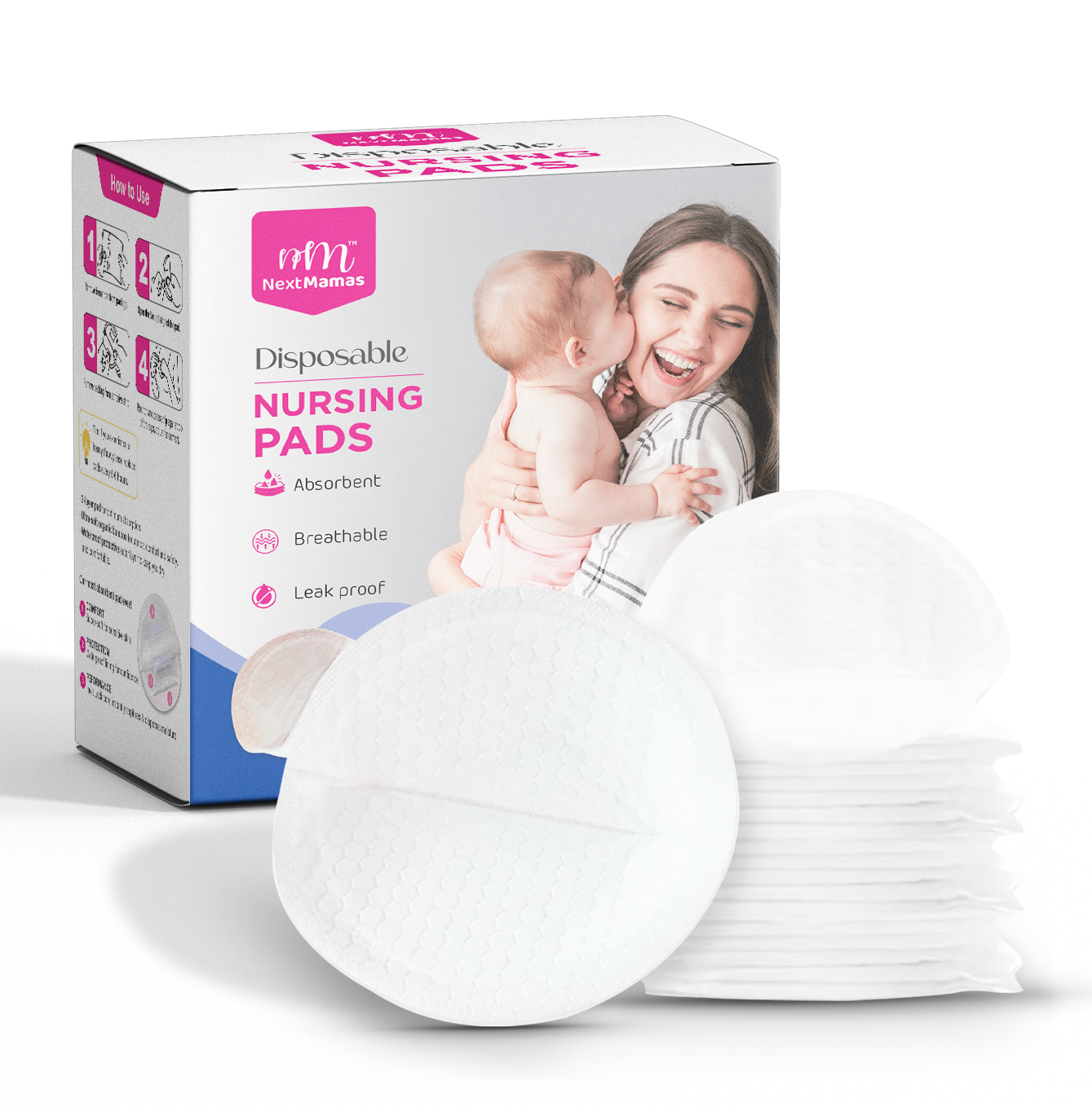 50 Count Disposable Nursing Pads, Safe, Dry, Breathable, Ultra Thin & Extra  Absorbent, Leakproof Breast Pads for Breastfeeding