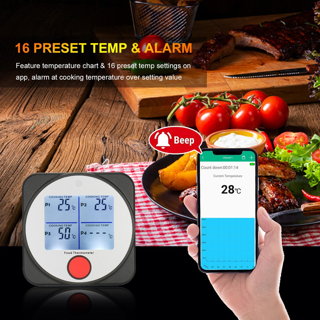 Food Thermometer With Stainless Steel Probe | Wireless Temperature Meter For Kitchen. - NextMamas