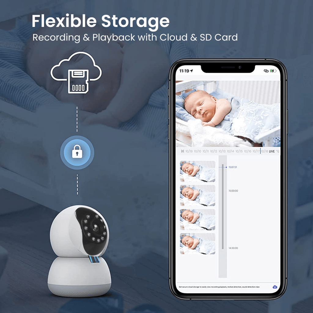 Baby Monitor with Camera and Audio | 3MP Night Vision Motion and Sound Detection 2.4G WiFi Home - NextMamas